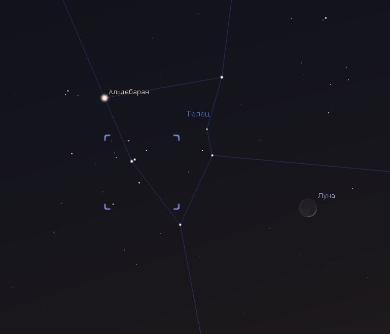 Увеличенный  вид Звездного Неба в районе 20-30 местного времени. Для наблюдателей с биноклем. Смоделировано в программе Stellarium