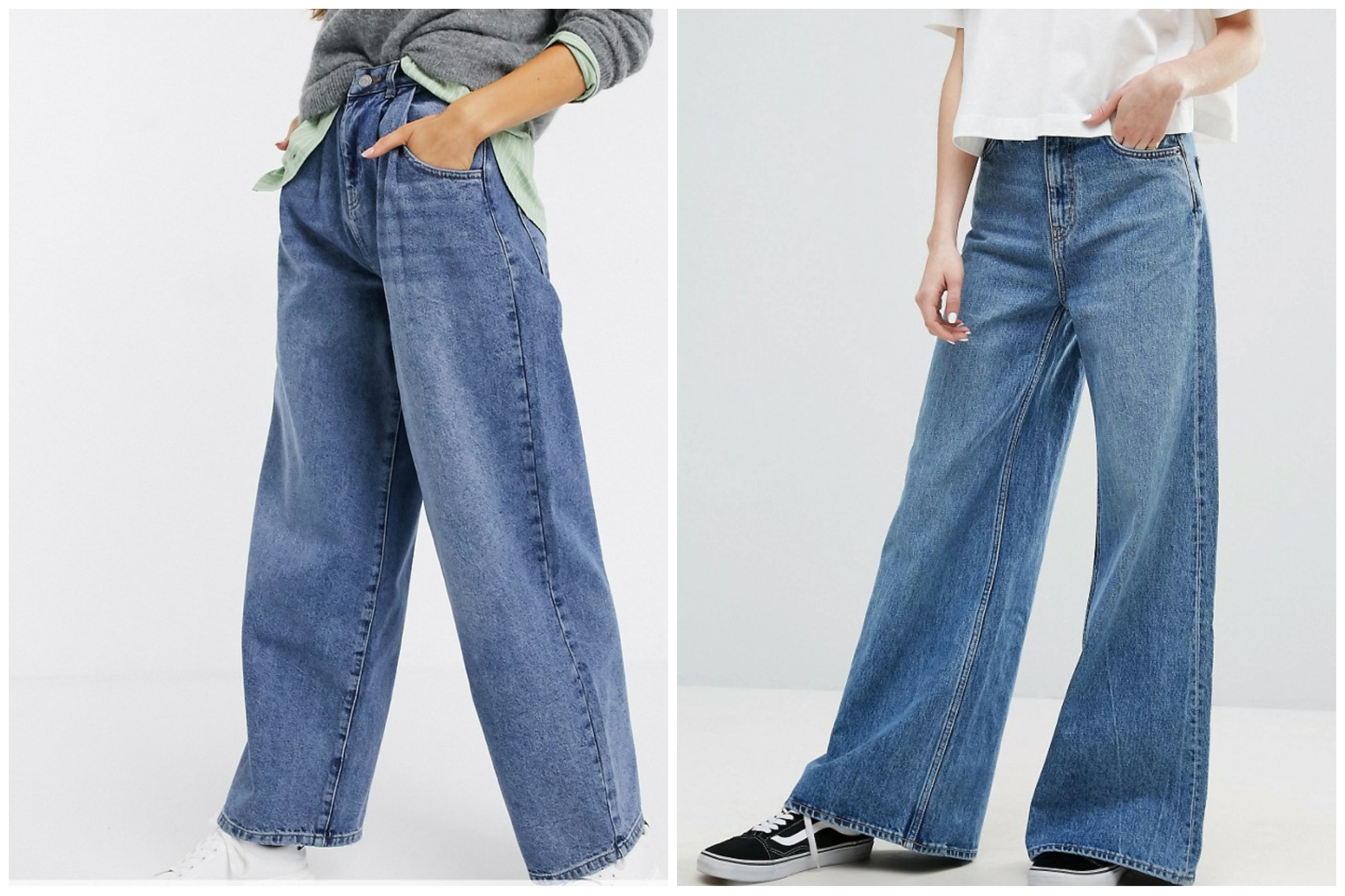 Как носить широкие джинсы женские