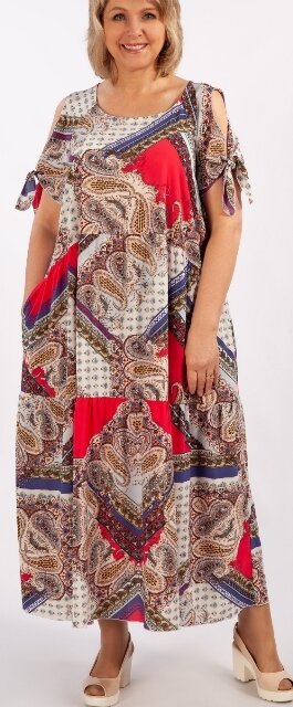 Летнее платье с лоскутным принтом