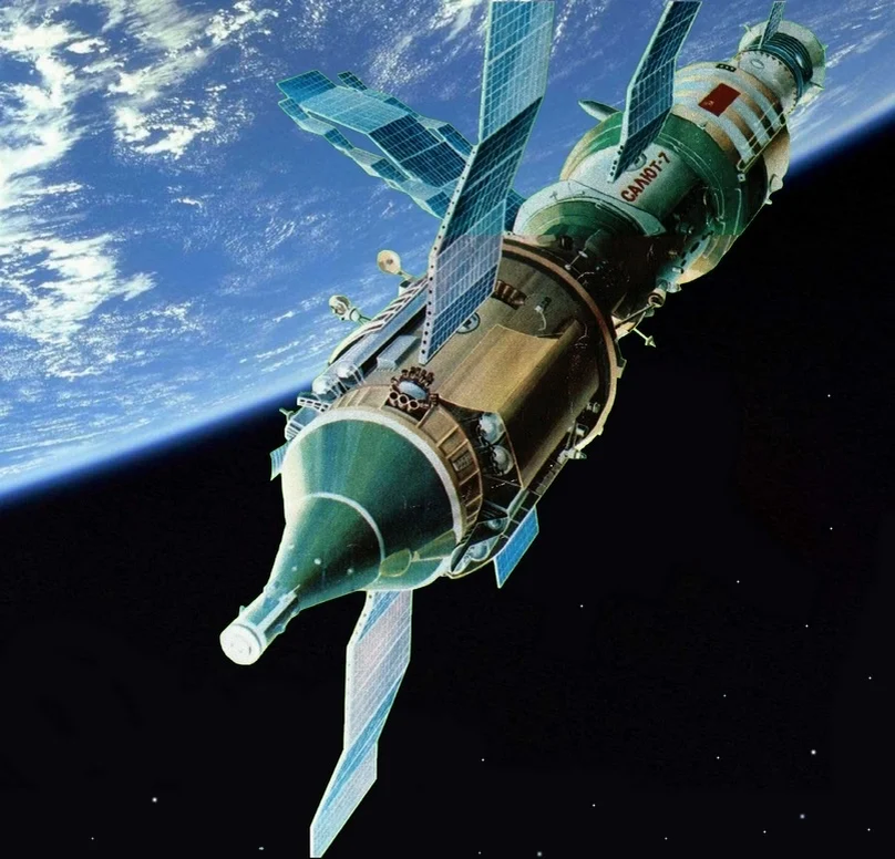 Первый корабль в космосе ссср. Салют-2 орбитальная станция. Орбитальная станция салют-7 KSP. Космический корабль Союз СССР. Салют 7 станция с ТКС.