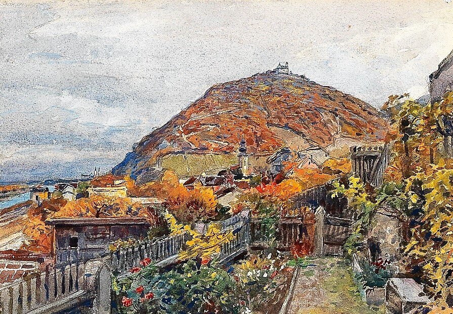 «Вид на Нусдорф и Леопольдсберг», 1936, акварель на картоне
