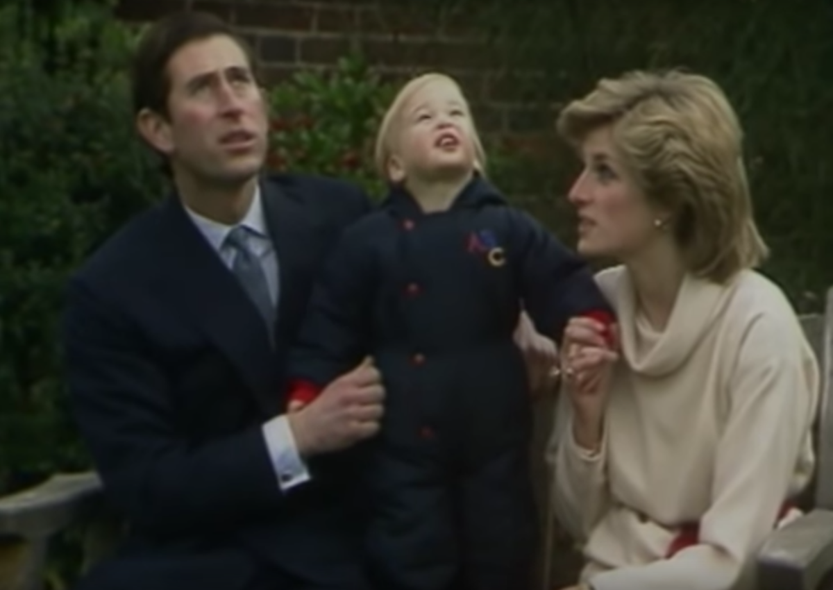 слева-направо: принц Чарльз, Уильям, принцесса Диана