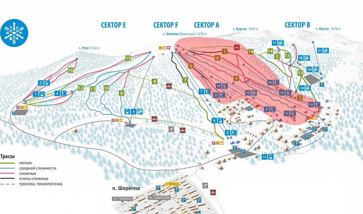 Я выделила на карте красным цветом сектор А (как я его понимаю, реальные границы наверняка отличаются)