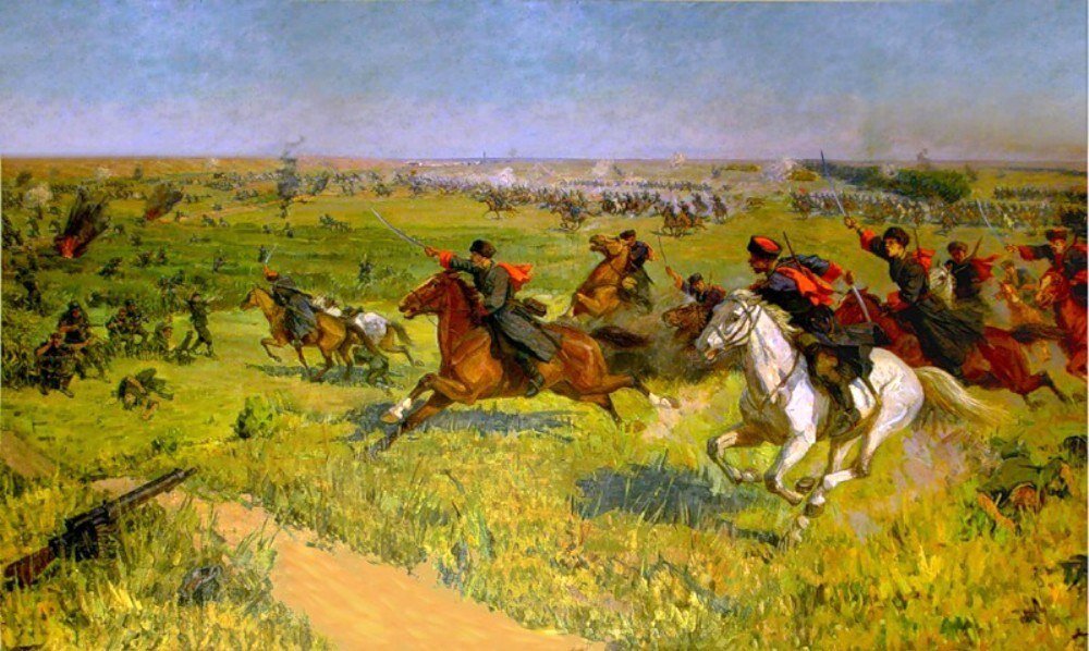 ​Художник С.М. Зелихман. «Атака под Кущёвской 2 августа 1942 года», 1967г.