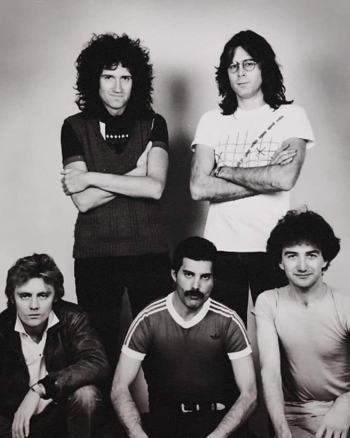 Queen и Райнхольд Мак во время сессий в студии "Musicland" в Мюнхене