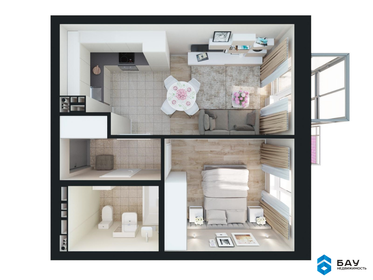 Вариант планировки евродвушки