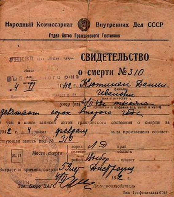 Свидетельство о смерти