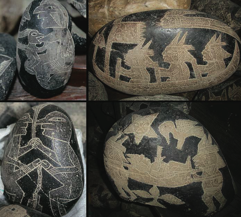 Бытовые сцены на камнях Ики. Изображение взято из книги А. Ю. Склярова «Перу и Боливия задолго до инков», издательство ВЕЧЕ, 2011