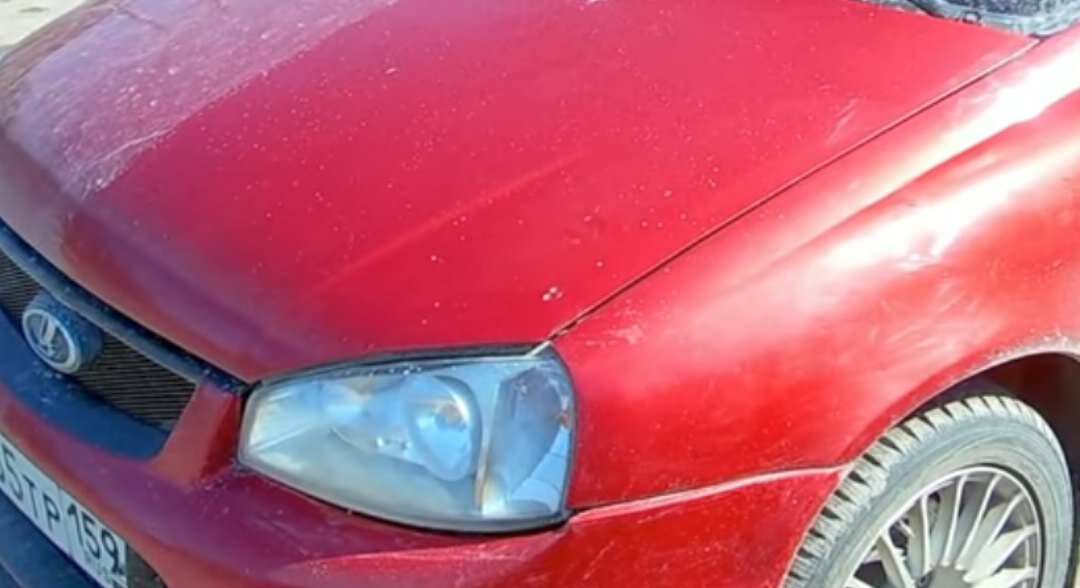 Левая половина автомобиля обработана отталкивающим средством