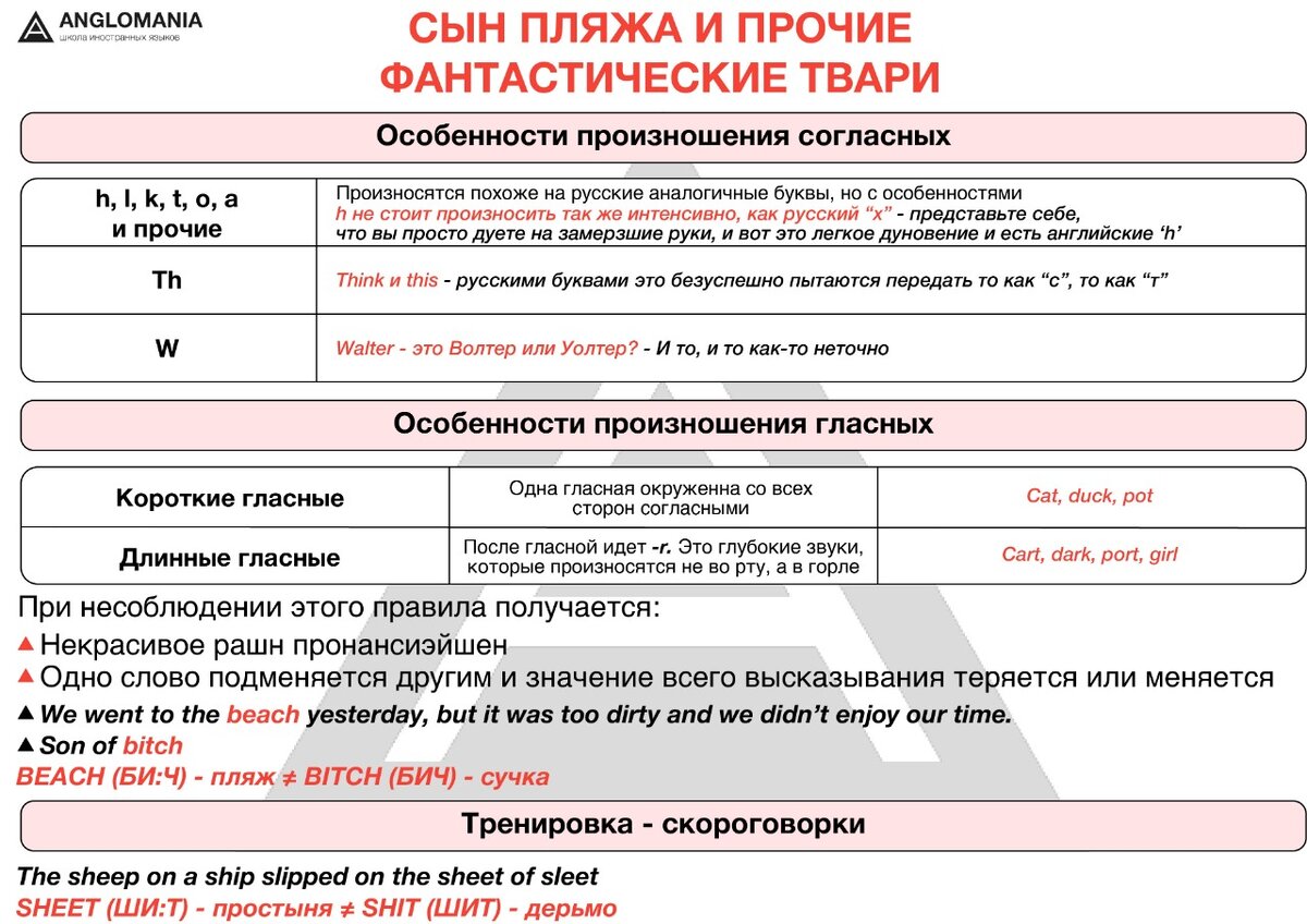 Особенности произношения согласных и гласных