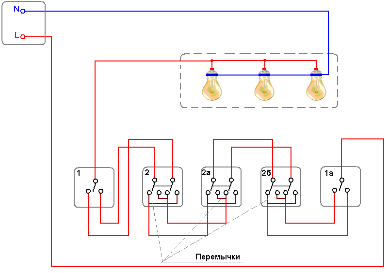 Перекрестный выключатель схема