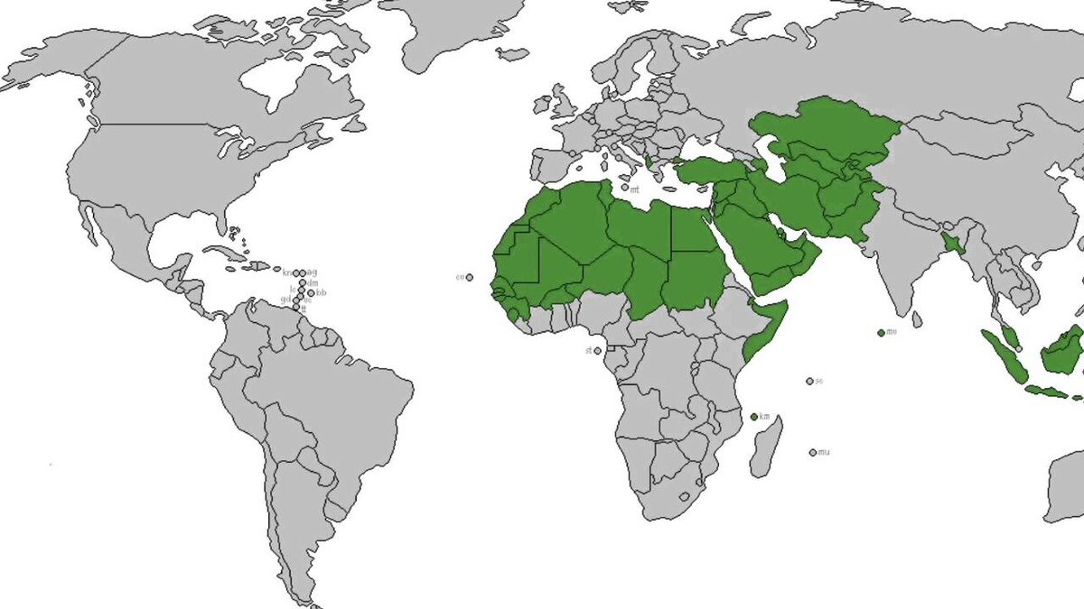 Карта распространения ислама в мире