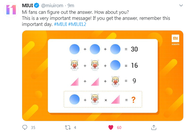 На днях компания Xiaomi на официальной страничке MIUI в Twitter опубликовала ребус, в котором зашифрована дата анонса глобальной версии новой фирменной оболочки MIUI 12.-2