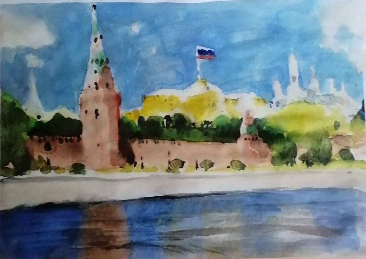 Москва река рисунок