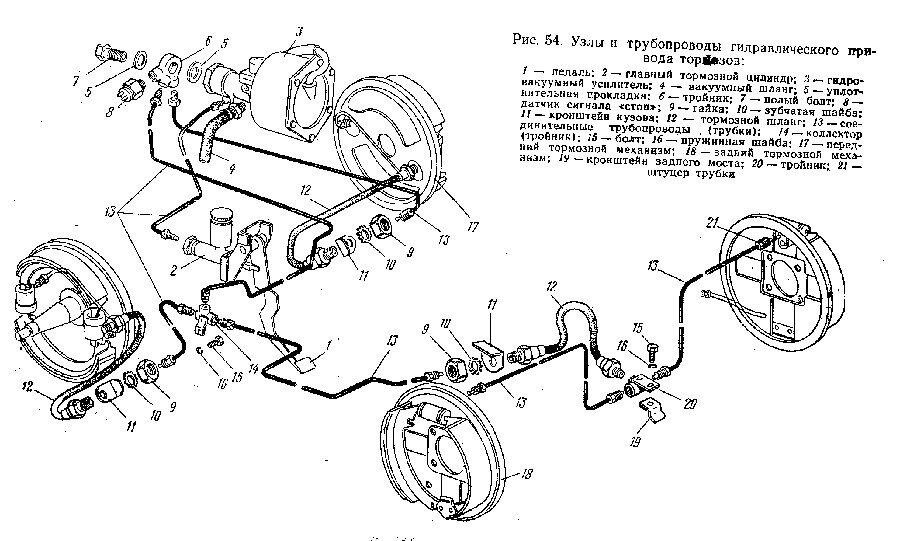 Москвич 2140 схема тормозной системы