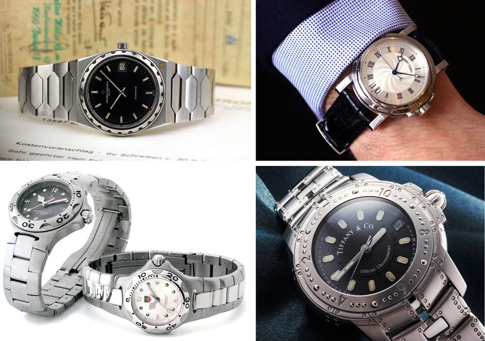 Слева-направо: Vacheron Constantin 222, Breguet Marine, TAG Heuer Kirium, Tiffany & Co. Streamerica 