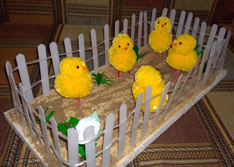 Пример поделки  - "Птичий двор". Фото автора.