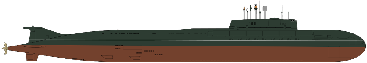 Силуэт советской ракетной подводной лодки проекта 949А «Антей» (класс Oscar-II).