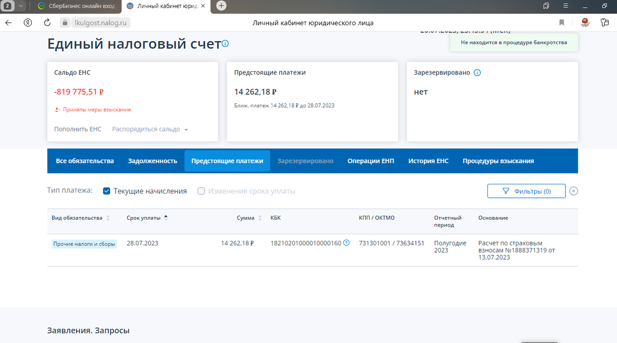 Возврат енс что это