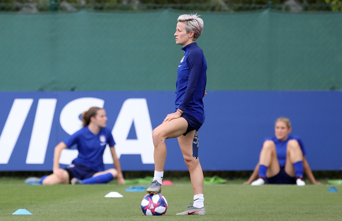 Меган Рапино во время тренировки в понедельник. Американцы выиграли свои последние 10 матчей Кубка мира.