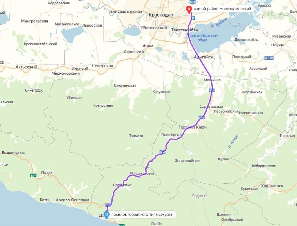 
Автодорога М-4, ведущая к Джубге