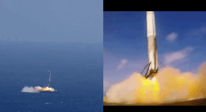 Успешная посадка ступени ракеты-носителя Falcon 9 на морскую платформу