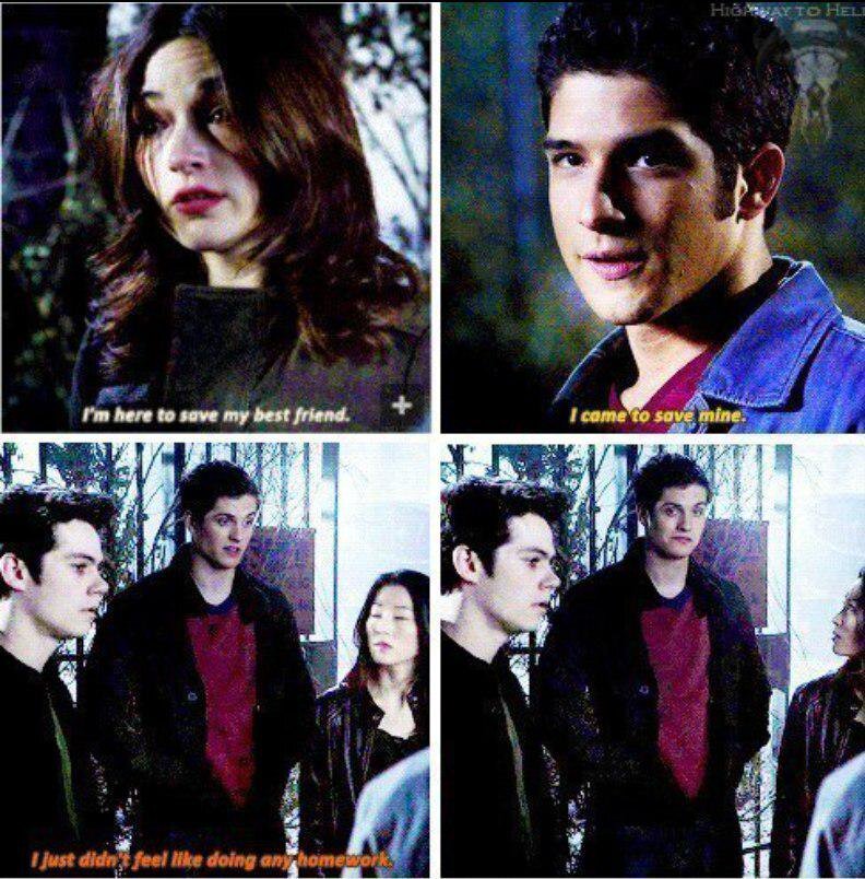 - Я здесь, чтобы спасти свою лучшую подругу. 
- Я пришёл, чтобы спасти свою. 
- А мне просто не охота делать домашку.