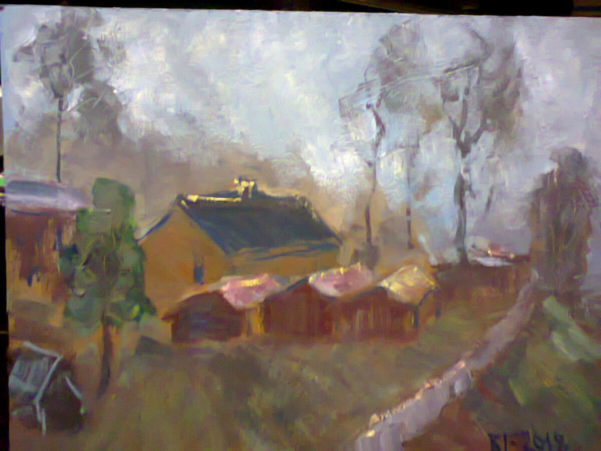 "Этюд с гаражами перед первым мая". 2018