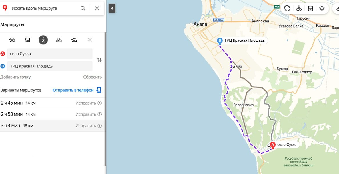 Анапа карта маршрут