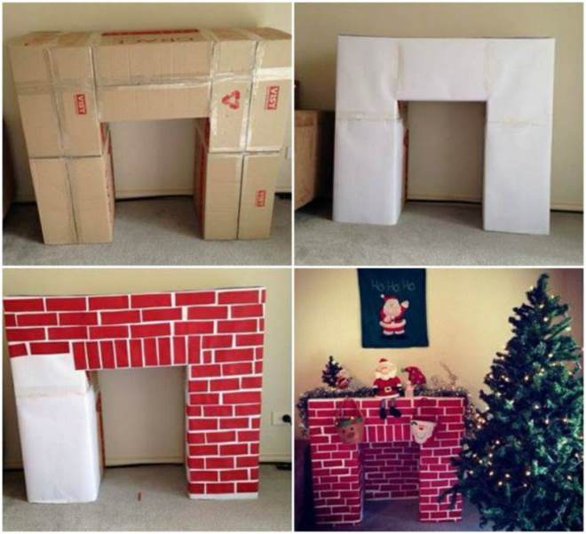 Согреться без огня: как сделать домашний камин из картонных коробок