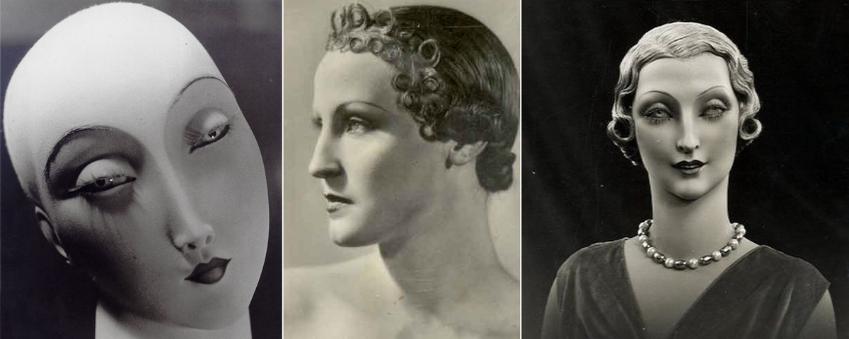 Бригитта Хельм - исполнительница главной роли и типичные манекены эпохи.