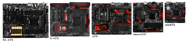 - крупные XL-АТХ и E-ATX; - стандартный АТХ;
- средний microATX;
- маленький Mini-ITX (twin Mini-ITX имеет меньшую высоту, применяется в моноблоках и тонких корпусах).