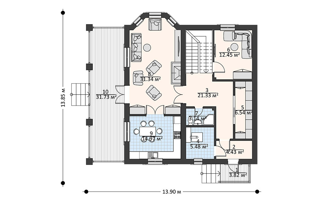 Планировка 1 этажа