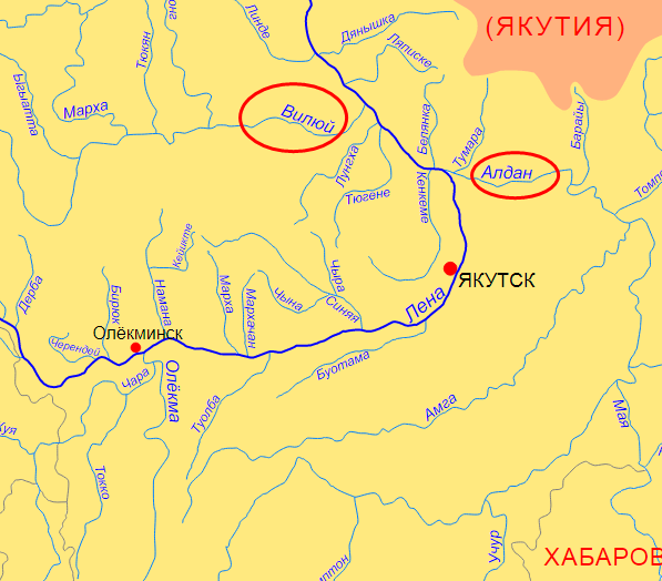 Река лена на физической карте россии