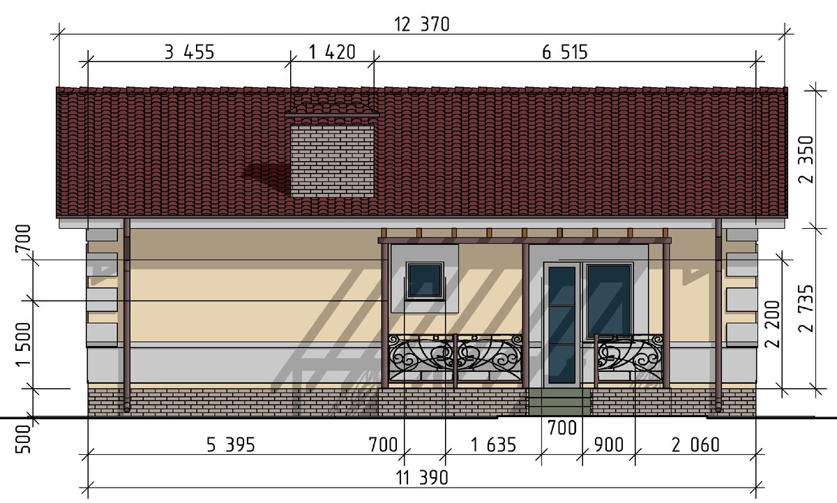 Одноэтажный двухкомнатный загородный (садовый) дом из газобетона площадью 60 м² ??