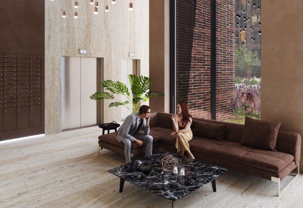 Вместо подъездов – уютные лобби. 3D-визуализация 