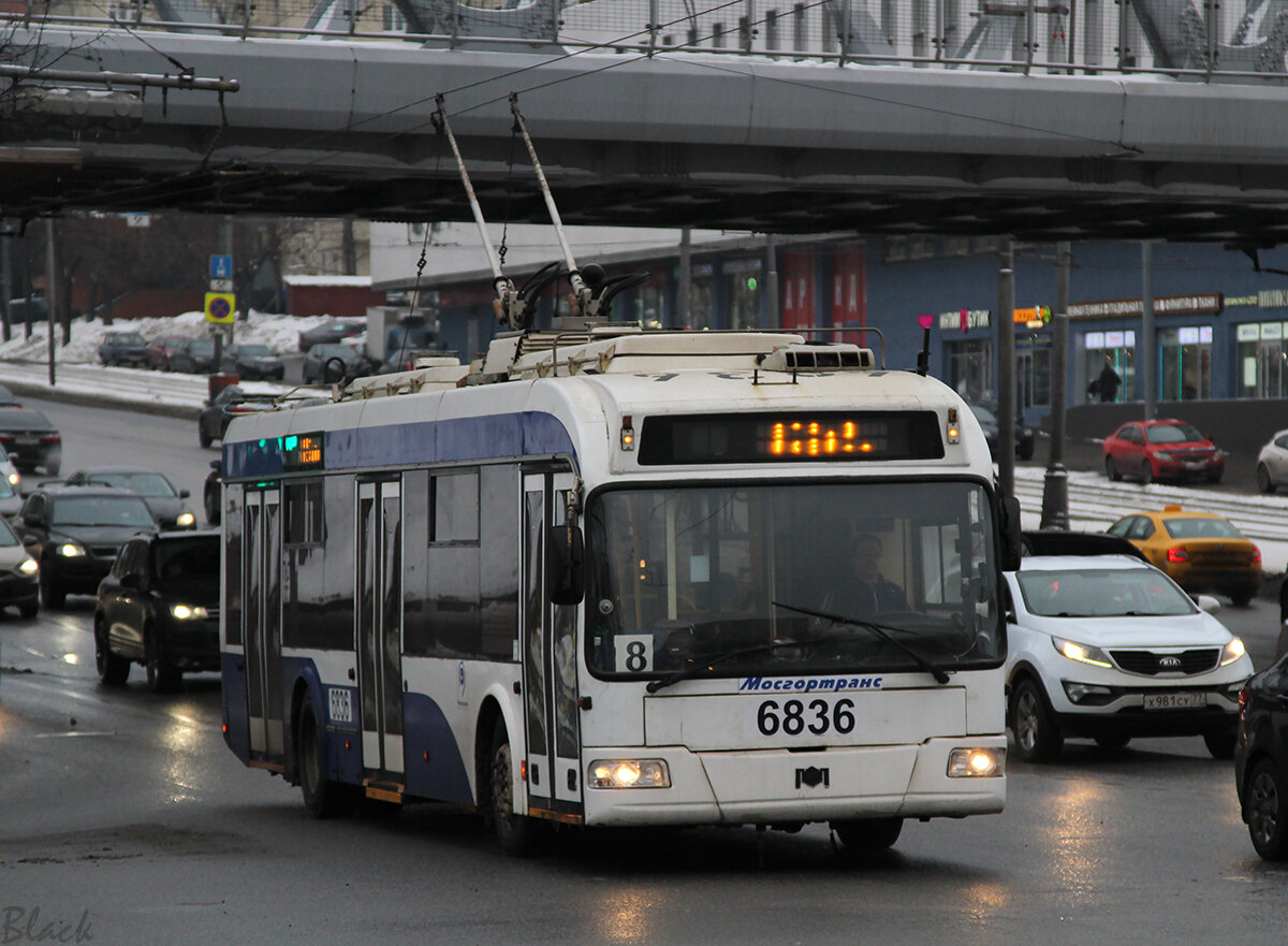 Троллейбус АКСМ-321 № 6836, Варшавское шоссе. 17 декабря 2016 года, автор Black