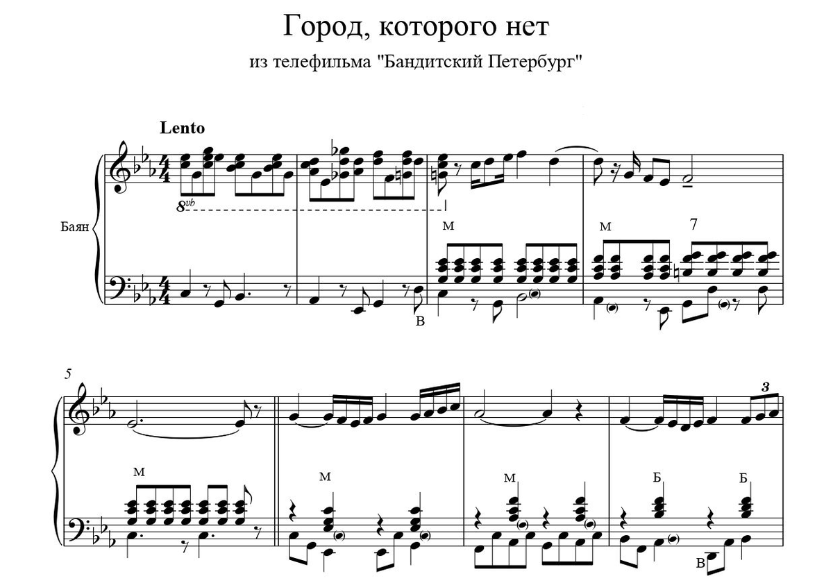 Изображение: ноты "Город, которого нет"