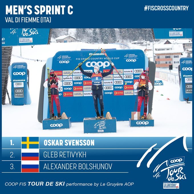 Фото: пьедестал в Валь-ди-Фьемме                  Источник;https://twitter.com/FISCrossCountry