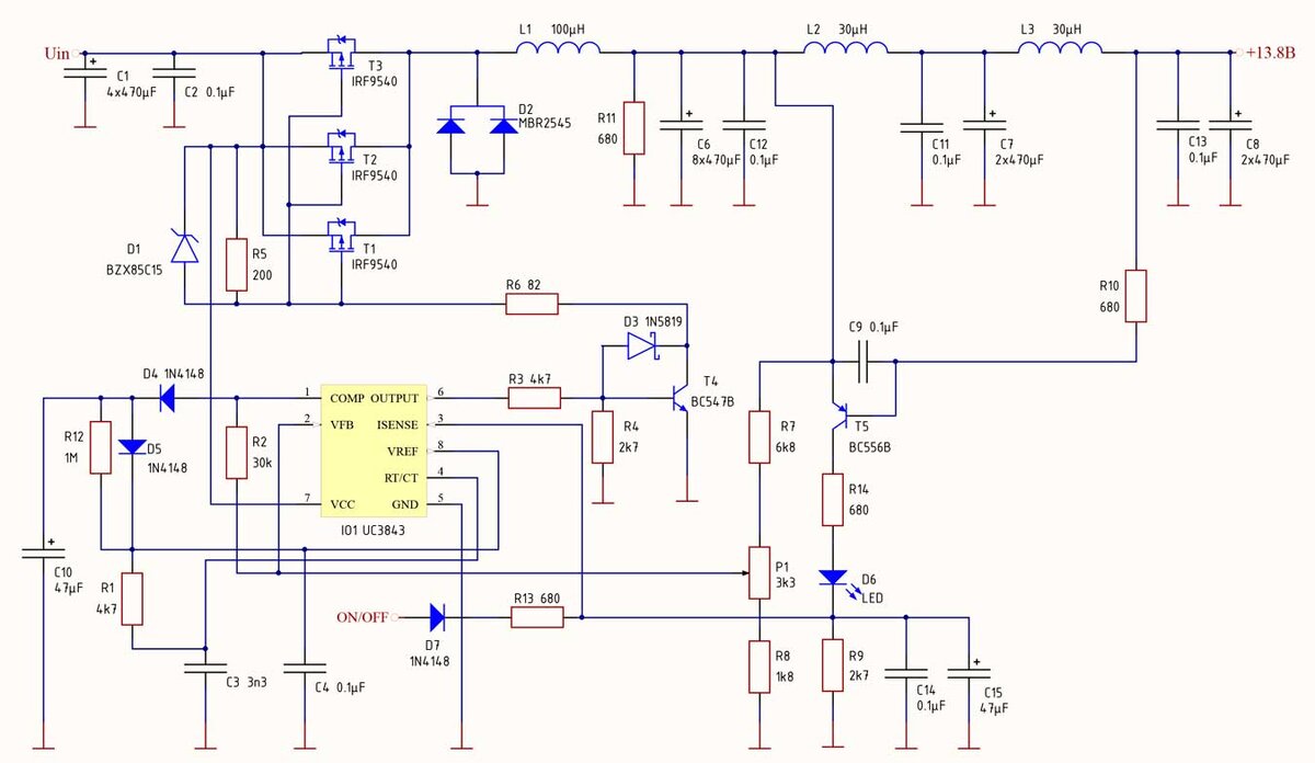 Принципиальная схема стабилизатора напряжения