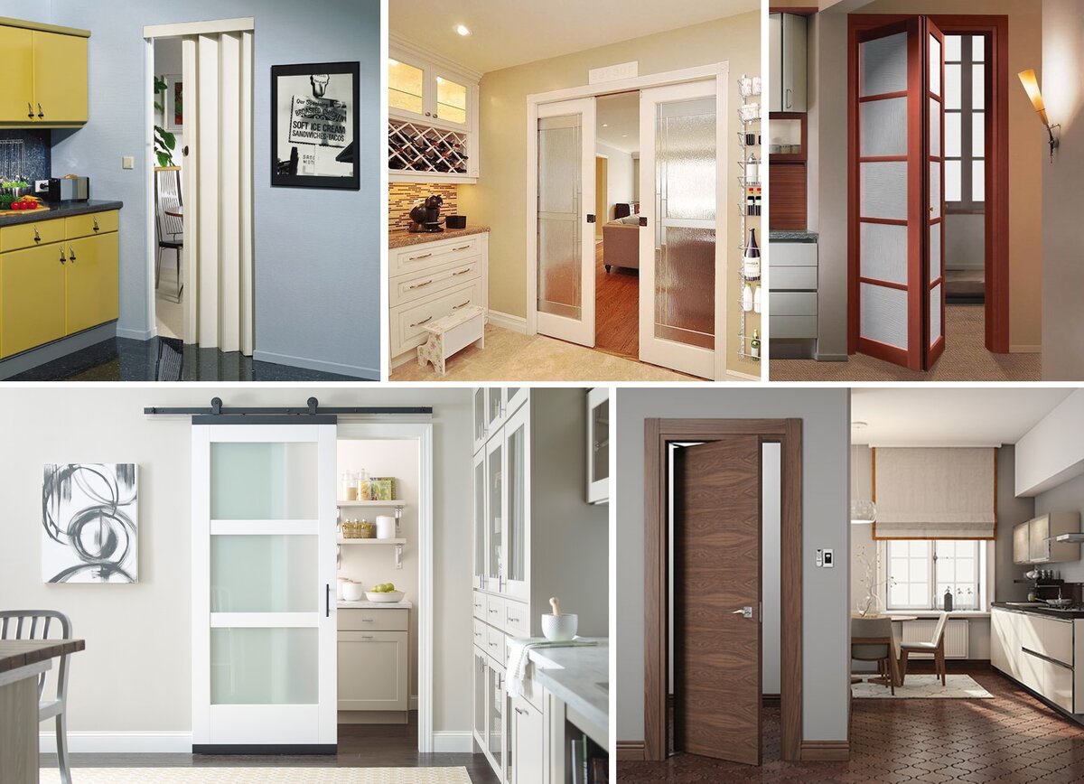Многообразие конструкций дверей в кухню: гармошка, складные, раздвижные, рото-двери