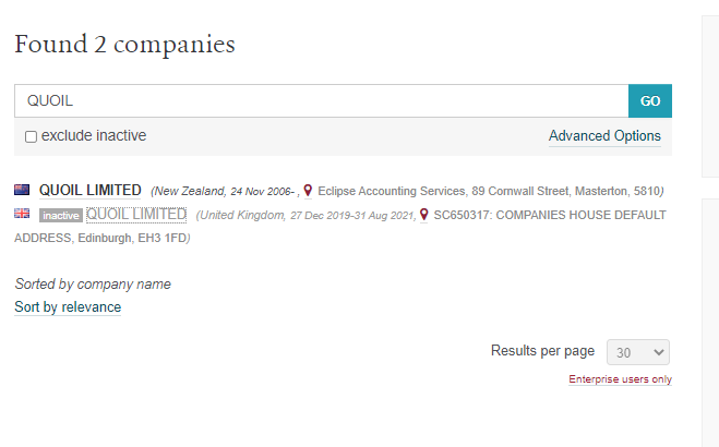 Скриншот с opencorporates.com