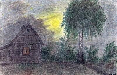 Родительский дом. Карандаш. (Нина Жибрик)