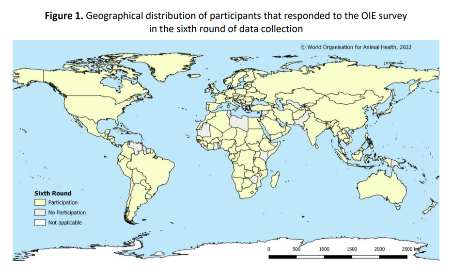 Из ежегодного отчёта МЭБ: страны, которые участвовали в 6 сборе информации об использовании антибиотиков