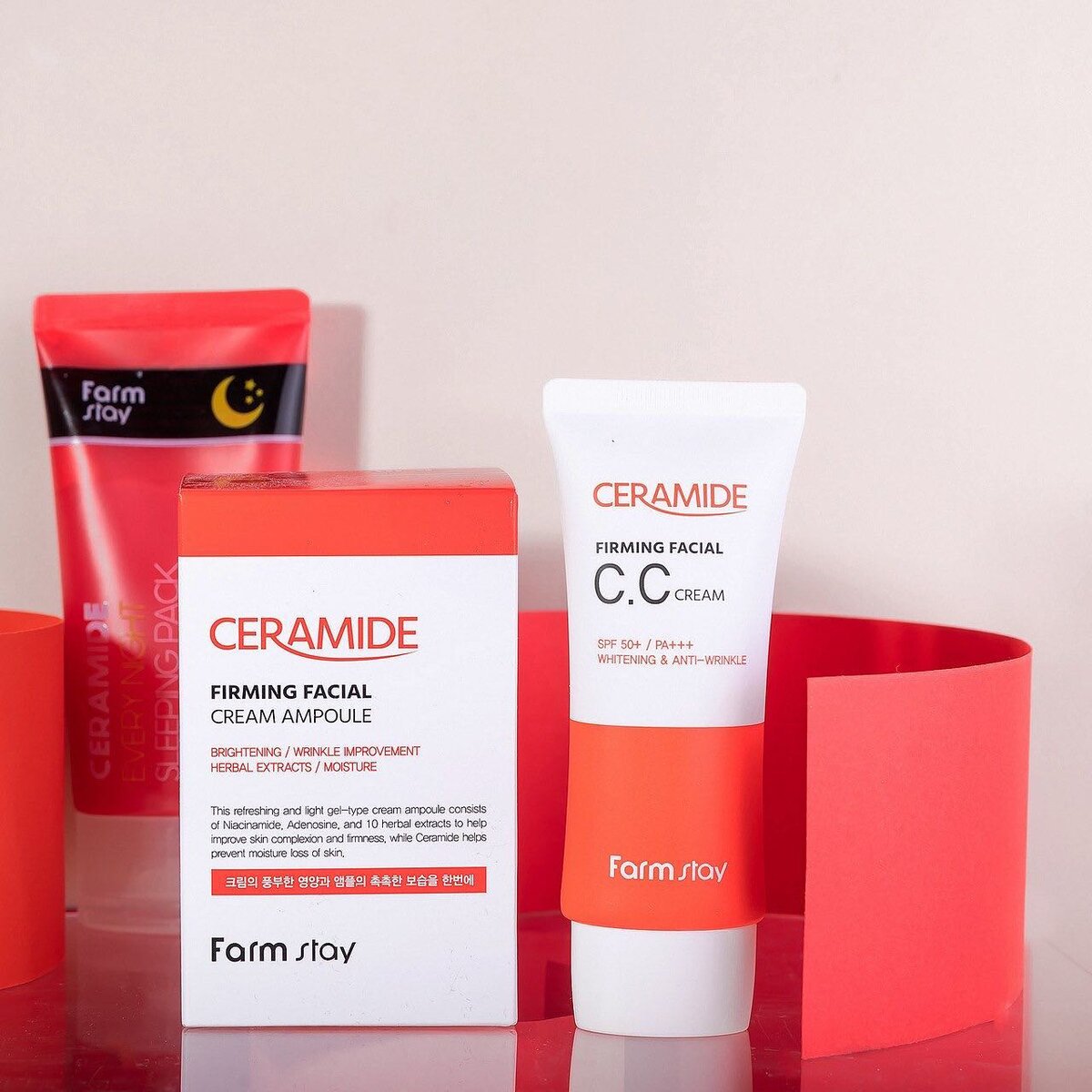 CC-крем для лица с церамидами SPF 50+/PA+++ и восстанавливающая ночная маска с церамидами FarmStay