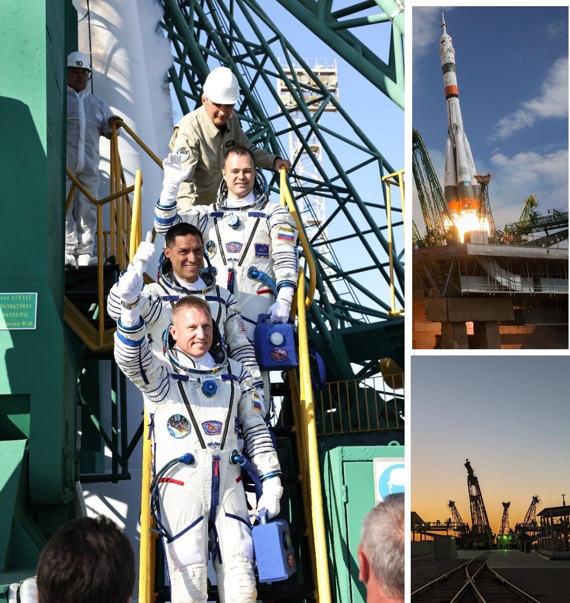 Экипаж космического корабля на старте.  фото: картинки  яндекса.