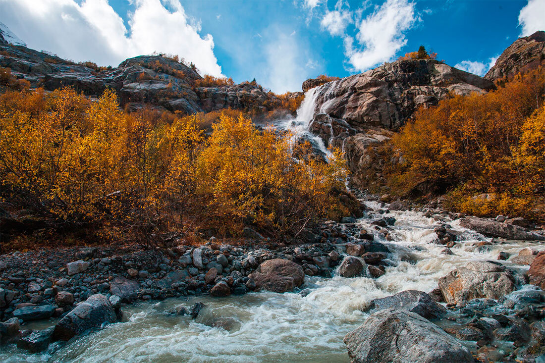 Алибек ледник Домбай водопад