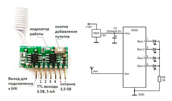 Схема использования модулей 433 мгц