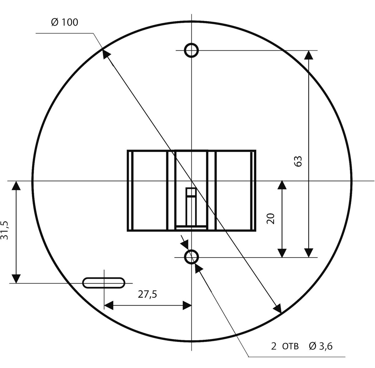 Чертеж съёмной крышки извещателя 