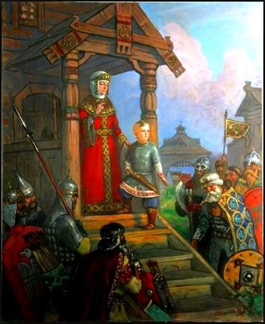 Княгиня Ольга и княжич Святослав.